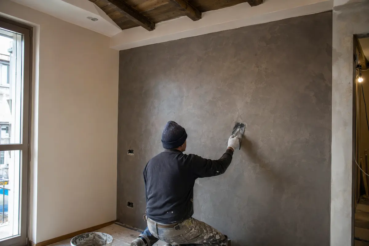 Applicazione artigianale di una finitura decorativa a Bergamo